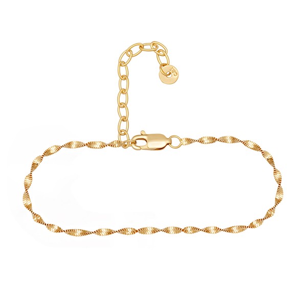 Cai Armband 925/- Sterling Silber Vergoldet Flachpanzer Kette Gedreht-image