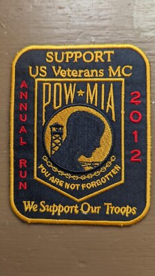Motorcycle Patch - POW MIA - Embroidered - US Veterans MC - Annual Run  2012