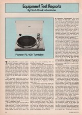 Pioneer - PL-400 Turntable - Full Original Test Report -