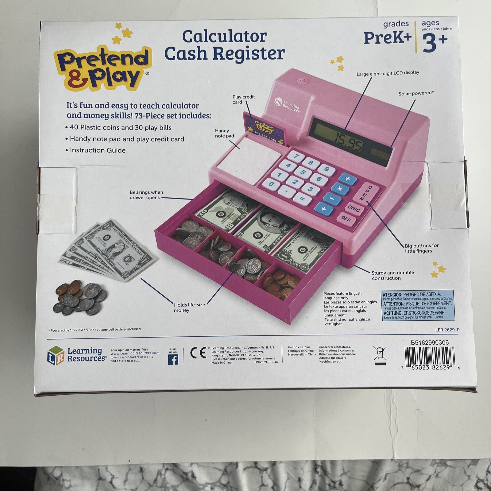 Learning Resources Pretend & Play Calculator Cash Register Pink 73