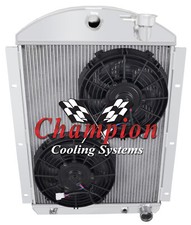Rn Champion 2 Row Radiator Chevy Config10 Fans For 1941-1946 Chevrolet Truck