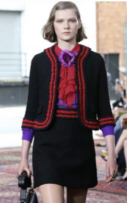 GUCCI Purple/Red Silk Georgette Blouse GG Logo Buttons Size 42 New
