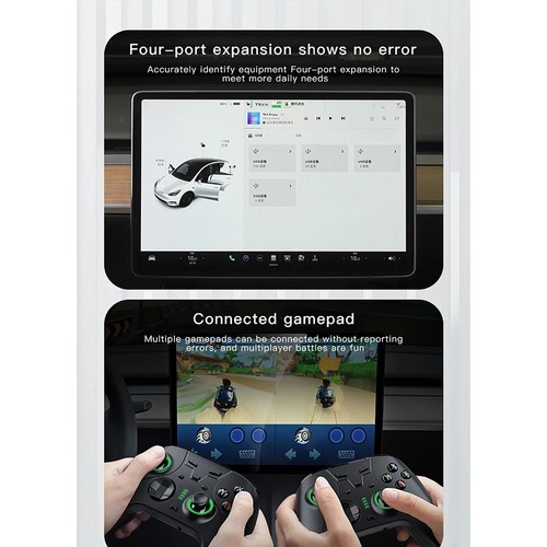 Fast Charging USB Shunt Hub for Tesla Model 3/Y Car Accessories - Photo 3 sur 10