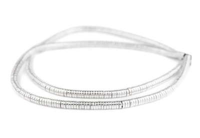 Shiny Silver Snake Disk Beads 6mm White Metal Large Hole 16 Inch Strand
