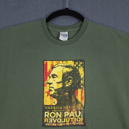 Ron Paul Revolution Shirt Mens XL Green Graphic Crew Neck Libertarian Political