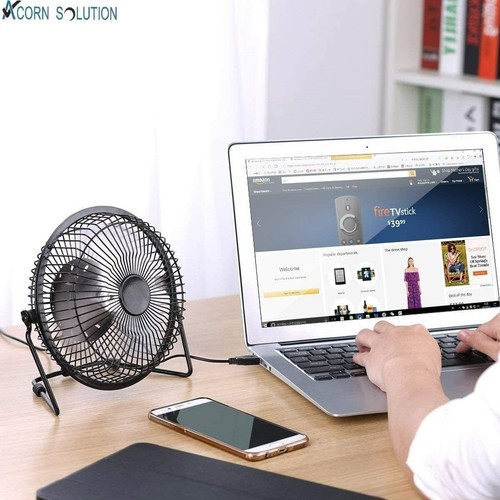 4" Mini USB Desk Fan Oscillating Extendable Pedestal Black Fan - Picture 5 of 7