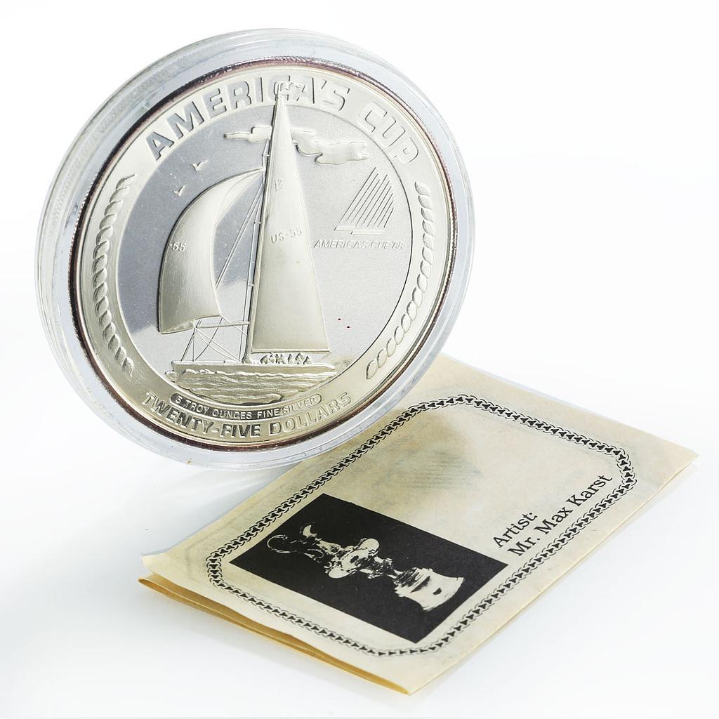 American Samoa 25 dollars America Cup Yachting Ship 5 oz proof