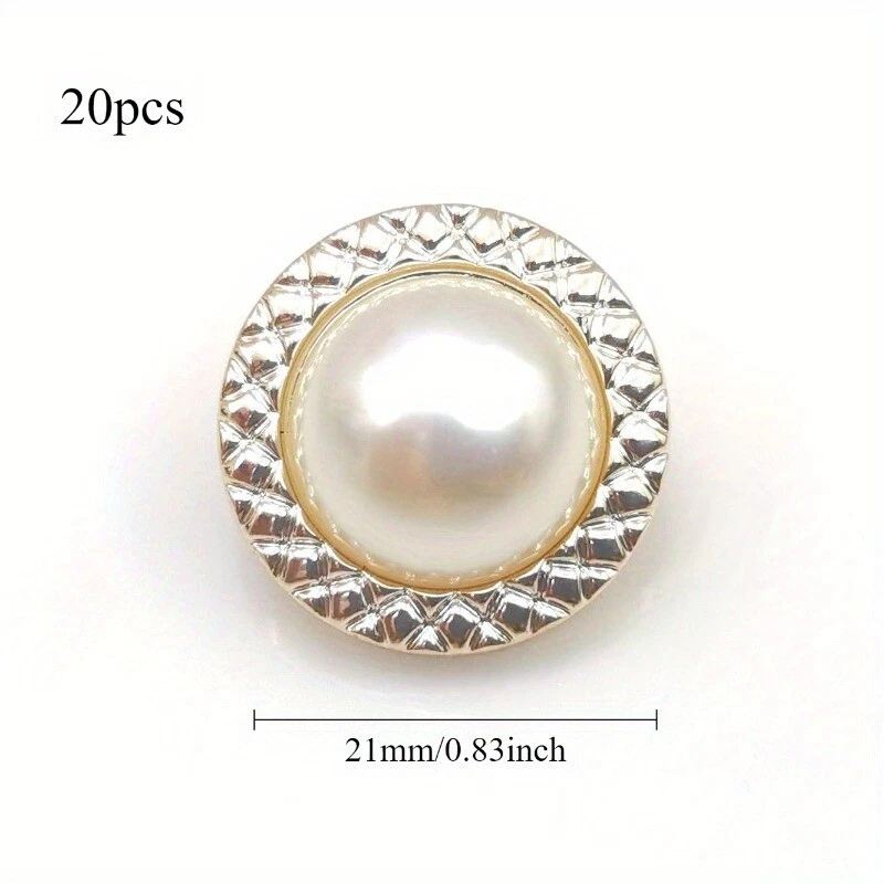 20pcs Faux Pearl Shank Buttons Round Plastic DIY Sewing Elegant 17.5/21/25mm - Image 4 of 4