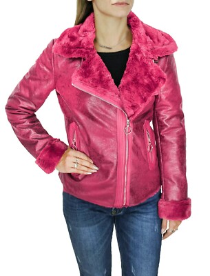 Pelliccia cappotto donna invernale rosa ecopelle giacca giubbotto