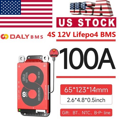 Daly Smart BMS 4S 12V 100A LiFePo4 Battery BMS with Balance +Bluetooth Module US