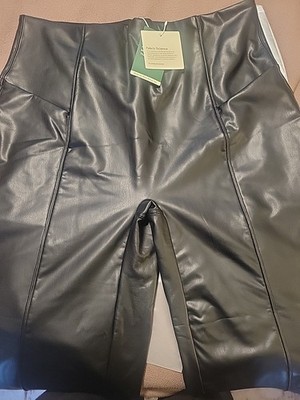 Pantalones De Tele De Piel Sintética Boca Ancha Y De Talle Alto