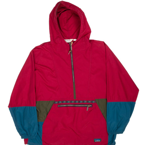 VINTAGE LL BEAN HOODED PULLOVER WINDBREAKER JACKET 1990S LARGE MADE IN USA