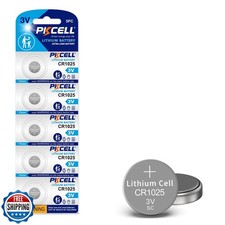 PKCELL 5-Pack CR1025 Lithium Battery 3V CR 1025 Battery, 5-Year Shelf Life