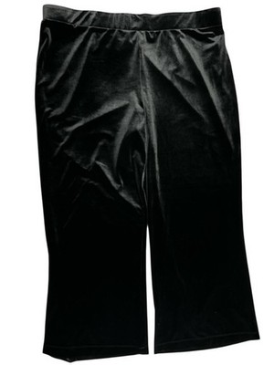 Slim-sation 3X Pants Black Velvet Wide Leg Velour Tummy Panel High Rise Slimming