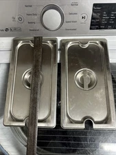 Vtg USA Vollrath N94300 Super Pan V Stainless Steel 1/3 Size SLOTTED COVER/PAIR