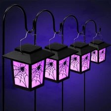 4 Pack Halloween Solar Lights 4.7 Inch Spider Purple as the picture shown 