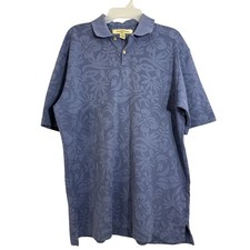 Tommy Bahama Mens Blue Tropical Soft Pima Cotton Blend Polo Shirt size Medium