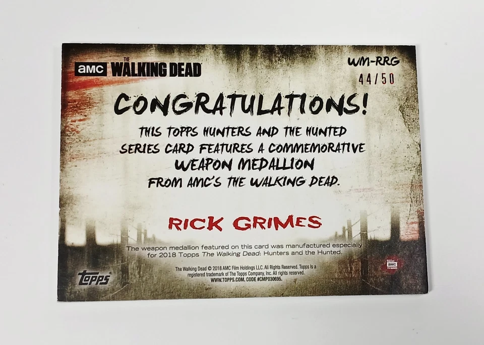 2018 Topps The Walking Dead Rick Grimes Revolver Commemorative Medallion /50 - Image 2 of 2