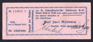 Neuß Deutsche Bank 2 Millionen Mark 15.8.1923