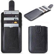 Phone Card Holder RFID Blocking Sleeve, Pu Leather Back Wallet Black