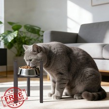 Elevated Cat Bowl Stand Senior Digestion Arthritis Relief Metal Feeder Riser