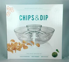 New Entertain Effortlessly Chips & Dip 2-Piece Serving Set – Bowl with Dip Dish