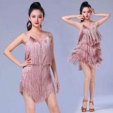 Latin Rumba Tango Performance Fringes Dance Dress Competition Rhythm Dancewear