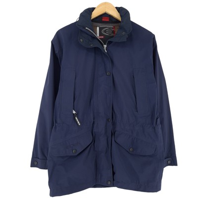 Vintage Eider Jacke Damen Wasserfest Goretex Blau mit Kapuze Sp3 Größe 38