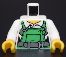LEGO Minifigure Torso Fermale Green Overalls Grey Prison Stripes tool belt 60142