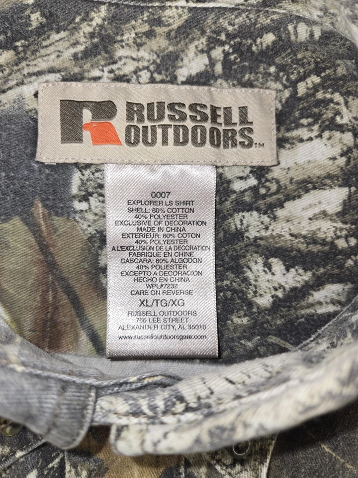 Long Sleeve Vtg Camo Shirt Mens Sz XL Chest Pockets Mossy Oak Break Up. Gorp... - Image 3 of 4