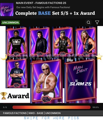 DIGITAL Topps WWE Slam 25 - MAIN EVENT FAMOUS FACTIONS NWO - Base Set + Award