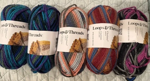 Loops & Threads Charisma Yarn Lot 5 Skeins Bulky #5 Variegated Acrylic NWT New video thumbnail