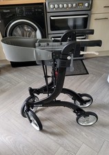 4-Wheel Walker Rollator Height Adjustable Seat Grey