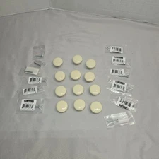 Set of 12 Vintage Off White Round Ceramic Cabinet Drawer Handles Knobs Reclaimed