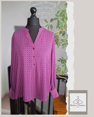 Womens Loose Chiffon Blouse Size L 18 20 Magenta Pink Dopamine Stylish Preppy