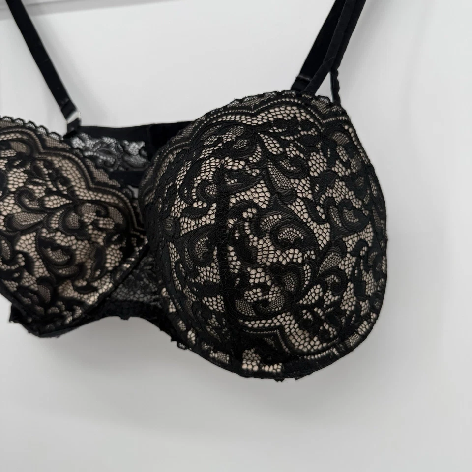 Sujetador pushup Gilligan & O’Malley negro encaje balconette talla 40D Foto 3 de 4