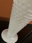VINTAGE ANCHOR HOCKING "HOBNAIL MILK GLASS" DOTS-DASHES FLOWER VASE 9 1/4" 