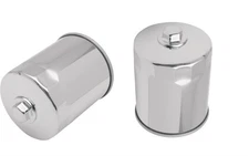 Drag Specialties Chrome Oil Filter W/ Nut 2 Pak 1980-2021 Harley Touring Softail
