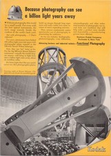Kodak Vintage Print Ad Mount Palomar Telescope Astronomy 1948