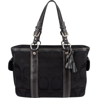 Coach Black Monogram Signature Gallery Tote Shoulder Bag Tasche