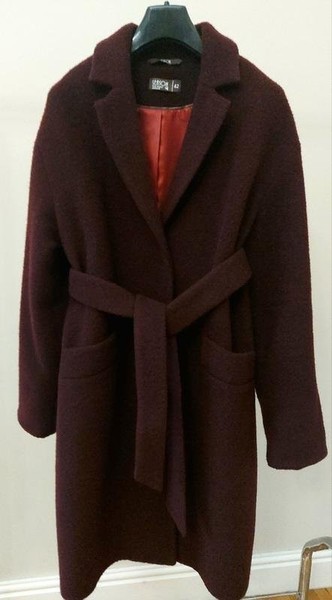 Women Coat Burgundy Wool 42 / XL / 50