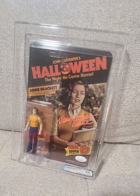 Fright Rags Halloween Myers 3.75''  Auto'd Figure MOC JSA Annie Nancy Loomis AFA