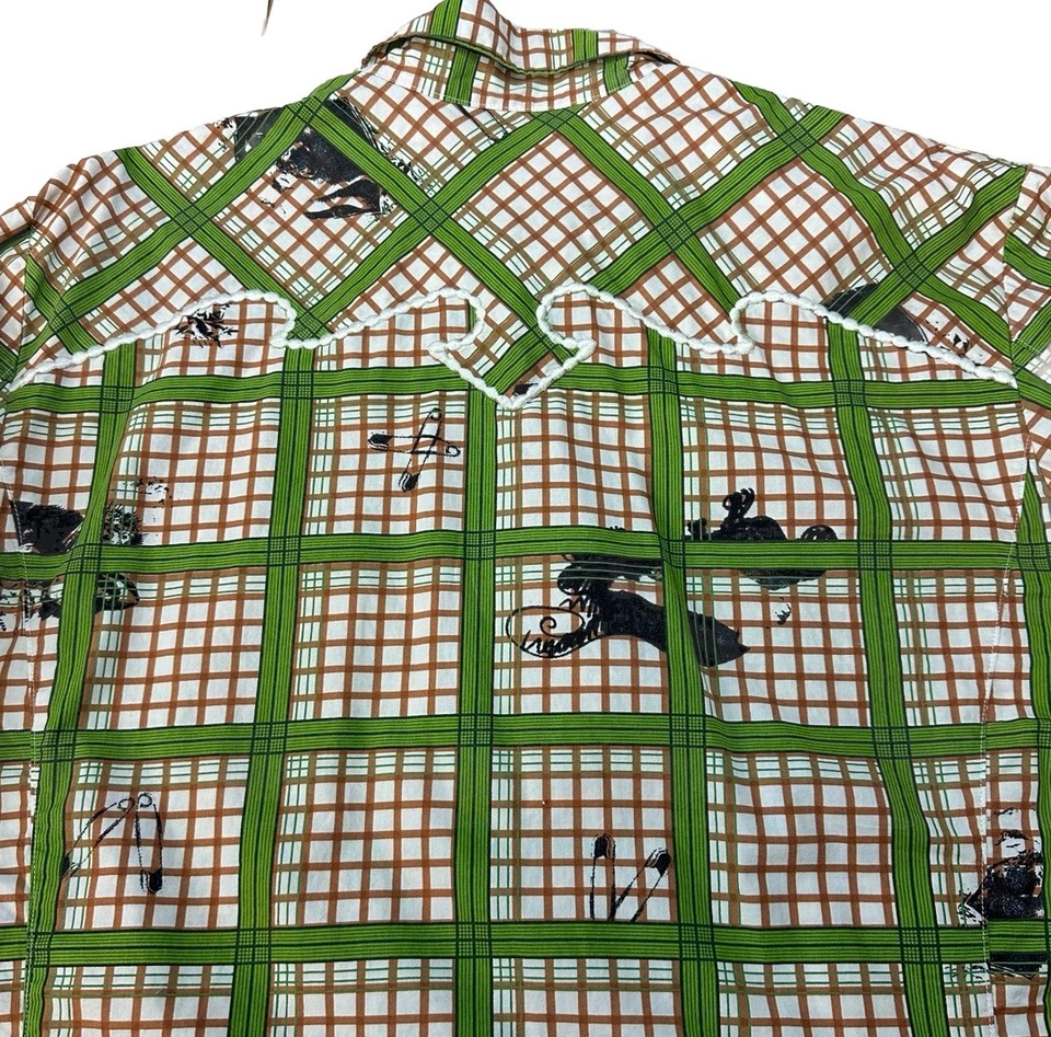 Camisa Diesel Western XXL masculina xadrez pérola manga longa gráfico cowboy - Imagem 4 de 4