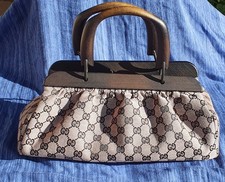 BORSA GUCCI GG wooden handel bag 2002 by Tom Ford doctor bag