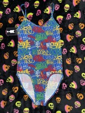 Ethika New With Tags Women's Pull-On "The Bodysuit" Blue Block Letter SZ Small