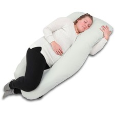Full Body Pillow - Light Gray 55 x 31in Firm Curved Body Pillow with Jersey C...