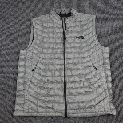 North Face Thermoball Vest Mens Large Gray Quilted Puffer Full Zip Insulated