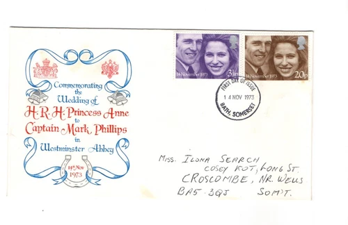 1973 ROYAL WEDDING - BATH CDS STUART FDC FROM COLLECTION O25