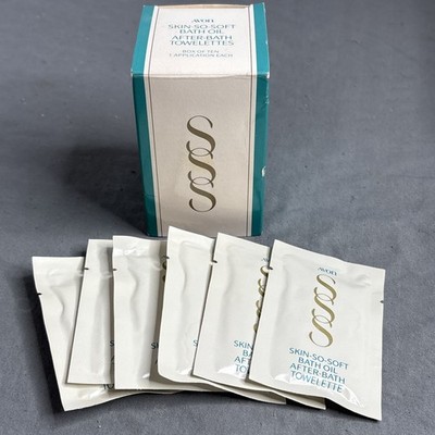 VTG Avon Skin So Soft Bath Oil After Bath Towelettes Box Of 10- 6 Extra Bags NOS