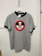 NWT VTG Disney Mickey Mouse Club Member Men Medium Grey Black Ringer T-Shirt Tee